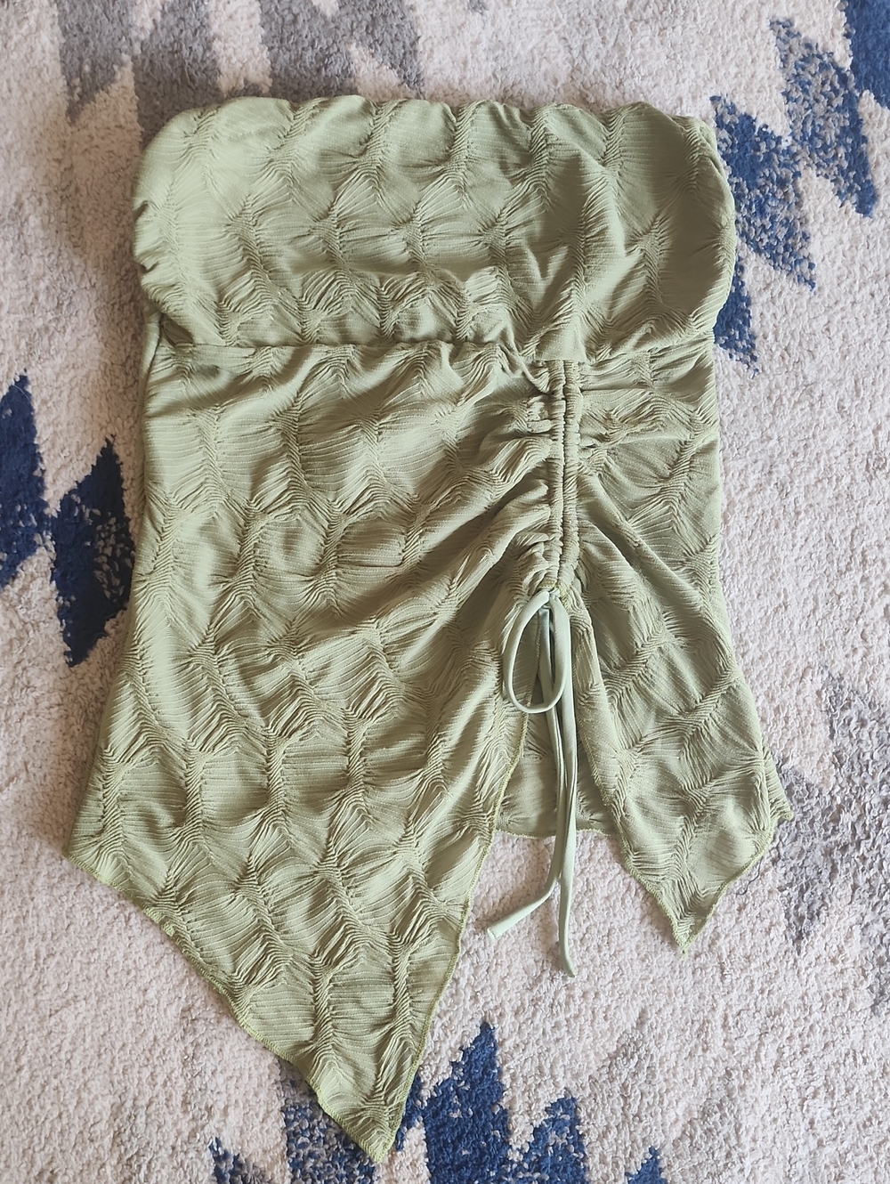 silence + noise sage green strapless textured top